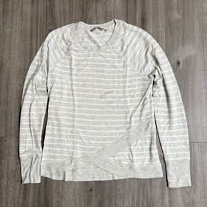 Athleta Grey & white striped long sleeve top - size M - like new
